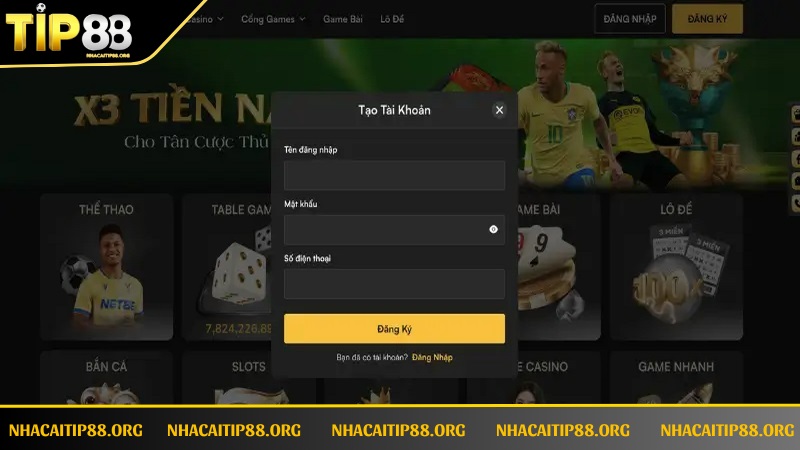 Cần hoàn thành biểu mẫu tạo account ở TIP88 đưa ra